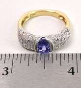 Astounding Tanzanite and Diamond Ring in 18K Yellow and White Gold