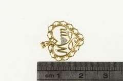 10K Yellow Gold Mom Filigree Heart Diamond Mother's Day Charm/Pendant