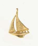 14K Yellow Gold Sail Boat Nautical Motif Sailing Lapel Pin/Brooch