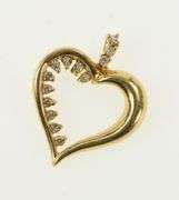 14K Yellow Gold Diamond Heart Vintage Love Symbol Classic Pendant