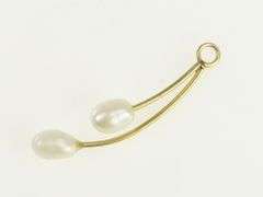 14K Yellow Gold Pearl Vintage Curved Drop Simple Vintage Pendant