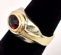 Honorable Red Garnet Dome Ring In Yellow Gold