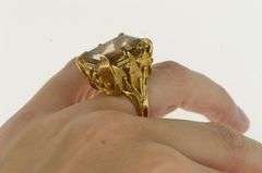 14K Yellow Gold Smoky Quartz Calla Lily Floral Cocktail Ring