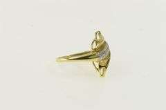 14K Yellow Gold Diamond Encrusted Leaf Vintage Bypass Ring