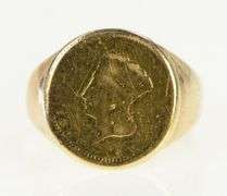 10K Yellow Gold Indian Princess Head 1850's US Coin Ring