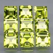 Princess cut unheated! 6.64ct Peridot set