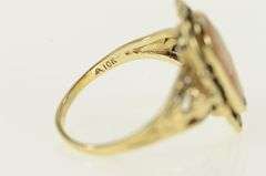 10K Yellow Gold Ornate Oval Carved Shell Cameo Vintage Ring