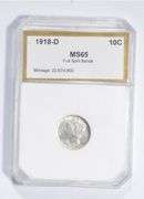 MS65 1918-D Mercury Silver Dime - Full Split Bands - Graded PCI