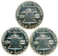 4 Proof Franklin Silver Half Dollars from 1962 & 1963.