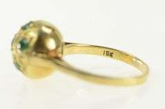 18K Yellow Gold 1960's Domed Emerald Ornate Engraved Ring