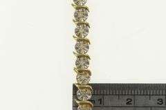 10K Yellow Gold Simple Vintage Diamond Wavy Link Tennis Bracelet