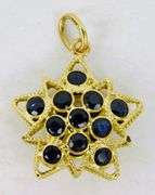 Sparkly 14K Blue Sapphire Puffy Star Pendant