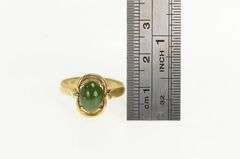 14K Yellow Gold 1960's Oval Nephrite Vintage Oval Statement Ring