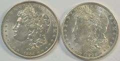 Very Choice BU 1884-O and 1902-O Morgan Silver Dollars