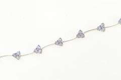 14K White Gold Tanzanite Cluster Triangle Wavy Link Bracelet