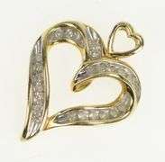 10K Yellow Gold Diamond Heart Love Symbol Vintage Romantic Pendant
