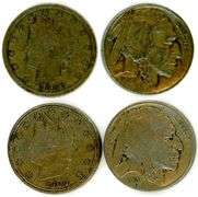 4 Different US Nickels: 1889-1918