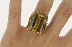 14K Yellow Gold Smoky Quartz Calla Lily Floral Cocktail Ring