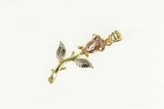 10K Yellow Gold Tri Tone Rose Flower Ornate Romantic Love Pendant