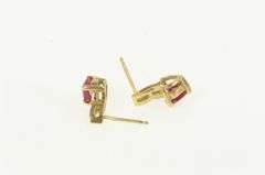 10K Yellow Gold Heart Syn. Ruby Diamond Accent Stud Earrings