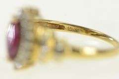 10K Yellow Gold Marquise Ruby Diamond Accent Statement Ring