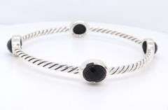 David Yurman Black Onyx 4 Station Bangle Bracelet