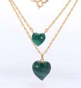 1/20 12KT Yellow Gold Filed Two Heart Shape Malachite Necklace Lot