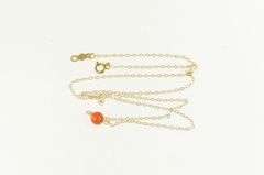 14K Yellow Gold Carnelian Ball Beaded Vintage Chain Link Necklace