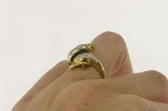 14K Yellow Gold Diamond Encrusted Leaf Vintage Bypass Ring