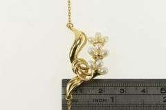 14K Yellow Gold Ornate Vintage Pearl Diamond Swirl Branch Necklace