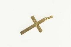 10K Yellow Gold Ornate Swirl Pattern Cross Christian Faith Pendant