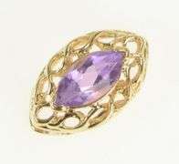 10K Yellow Gold Amethyst Filigree Slide Bracelet Charm/Pendant