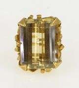 14K Yellow Gold Smoky Quartz Calla Lily Floral Cocktail Ring