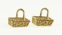 14K Yellow Gold Longaberger Picnic Basket Stud Earrings
