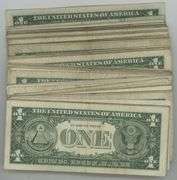 Nearly full pack of 98 Series of 1957 $1 Silver Certificates in VG to AU