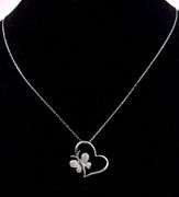 Adorable Heart and Butterfly Pendant Necklace in White Gold