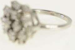 14K White Gold Diamond Domed Cocktail Vintage Statement Ring
