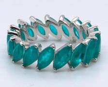 925 Sterling Silver Green Cubic Zirconia Band
