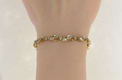 14K Yellow Gold 3.41 Ctw Diamond Wavy Infinity Link Tennis Bracelet