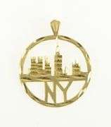 14K Yellow Gold New York City Skyline Big Apple Travel Charm/Pendant