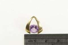 14K Yellow Gold Round Amethyst Tension Geometric Triangle Pendant