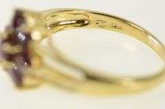14K Yellow Gold Ruby Flower Vintage Statement Cluster Ring