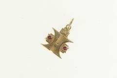 10K Yellow Gold Ruby Diamond H Hilton Hotel Service Charm/Pendant