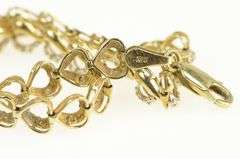 14K Yellow Gold Diamond Heart Love Symbol Tennis Bracelet