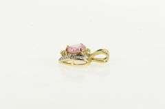 14K Yellow Gold Heart Pink Cubic Zirconia Diamond Accent Pendant