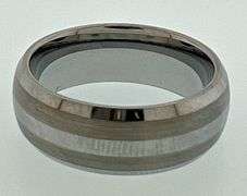 Two tone polished and satin tungsten ring