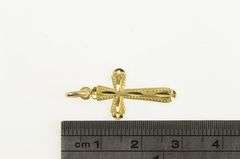 14K Yellow Gold Diamond Cut Cross Christian Faith Symbol Charm/Pendant