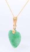 Fantastic 18kt Heart Shaped Green Jade Pendant on Chain