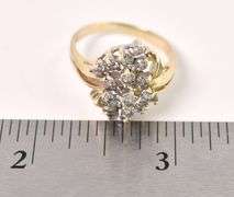 Sophisticated 14k Yellow Cluster Diamond Ring
