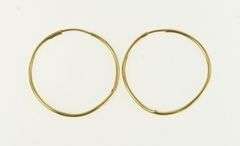 14K Yellow Gold 26.6mm Vintage Simple Seamless Look Hoop Earrings